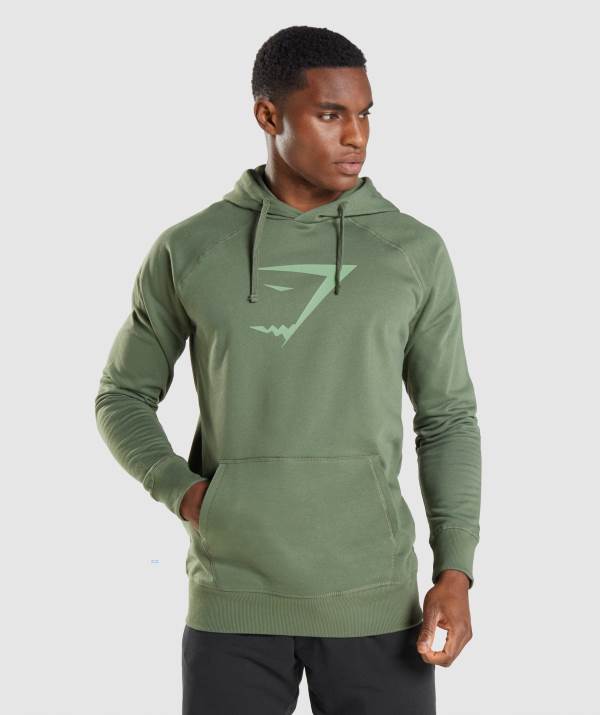 Panske Mikiny S Kapucňou Gymshark Sharkhead Infill Zelene | NP1362470